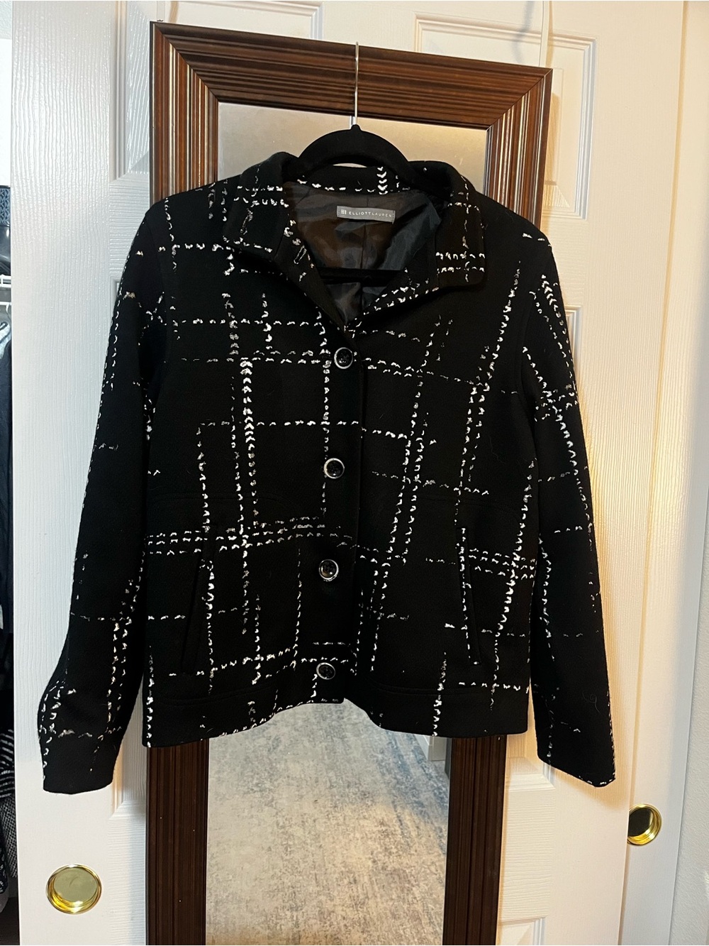 Elliott Lauren black & white plaid blazer